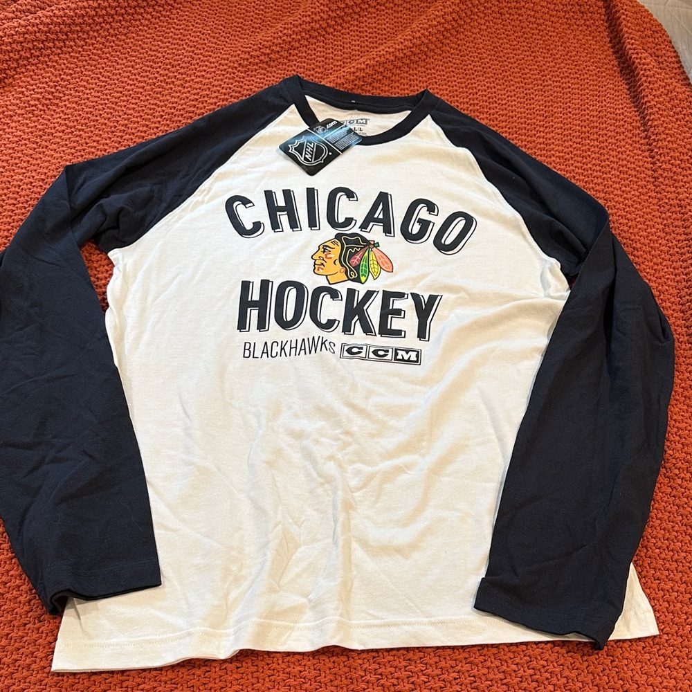 CCM Black and White Long Sleeve Hockey Tee